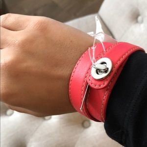 Hot pink coach leather bracelet